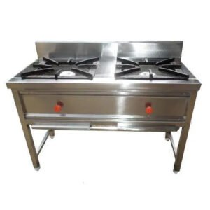 Two Burner Indian Gas Range without Under Shelf Size (LXWXH) 48"X24"X34"+6", Casting 16"X16"