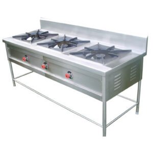 Three Burner Indian Gas Range without Under Shelf Size (LXWXH) 60"X24"X34"+6", Casting 16"X16"