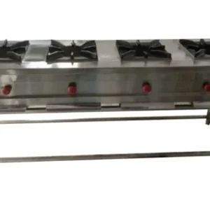 Four Burner Indian Gas Range without Under Shelf Size (LXWXH) 84"X24"X32"+6", Casting 16"X16"