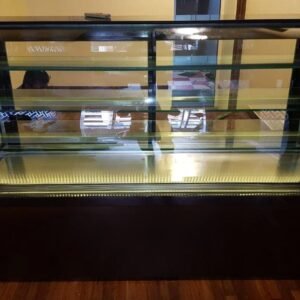 Cold Display Curve Counter with Coffee Color Powder-Coated Base | Size 60" x 24" x 50" | 3-Shelf Design