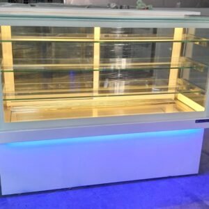 Cold Display Counter with White Powder-Coated Base | Size 60" x 24" x 50" | 3-Shelf Design
