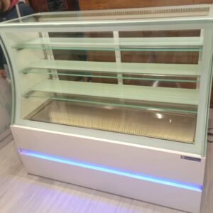 Cold Inside Curve Display Counter with White Powdercoated Below Size (LXWXH) 60"X27"X50" Base + 3 Shelf