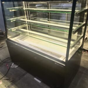 Cold Tilt Display Counter with Black Powder-Coated Base | Size 48" x 24" x 50" | 3-Shelf Design