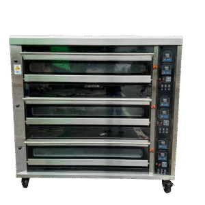 Ecolane Three Deck 12 Tray Gas Oven Digital Timer & Temp. Controller, Size (LXWXH): 73"X53"X76", Tray Size : 16"X24"