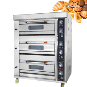 Ecolane Three Deck 6 Tray Gas Oven Digital Timer & Temp. Controller, Size (LXWXH): 54"X34"X67", Tray Size : 16"X24"